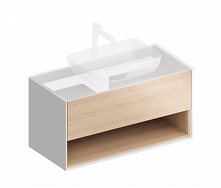 PLB.M.100.1/OAK.V Тумба PLAZA Modern подвесная 100 дуб виченца 1 ящик + полка