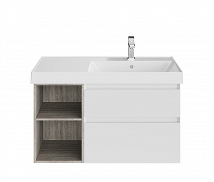 CU.90rh\WHT Тумба CUBO 90 см правая 2 ящика + отк полка, белый+метс