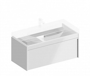 MOD.100.1+1/WHT Тумба MODULA подвесная 100 с ящиком 1+1, белая глянцевая