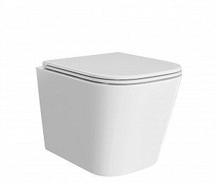 CU.wc.02 Унитаз CUBO подвесной безободковый с крепежом и сиденьем, белый глянцевый