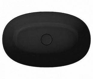 PLR.wb.60\BLK.M Раковина PLAZA 60х38 см накладная без отв. под смеситель с дон.клап, черная матовая