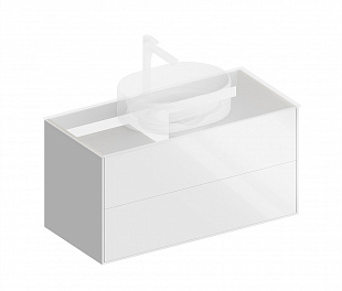 PLB.M.100.2/WHT.V Тумба PLAZA Modern подвесная 100, 2 ящика, белая глянцевая