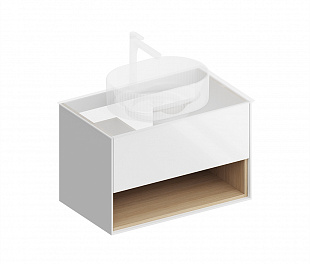 PLB.M.80.1/WHT.V Тумба PLAZA Modern подвесная 80, 1 ящик + полка, белая глянцевая